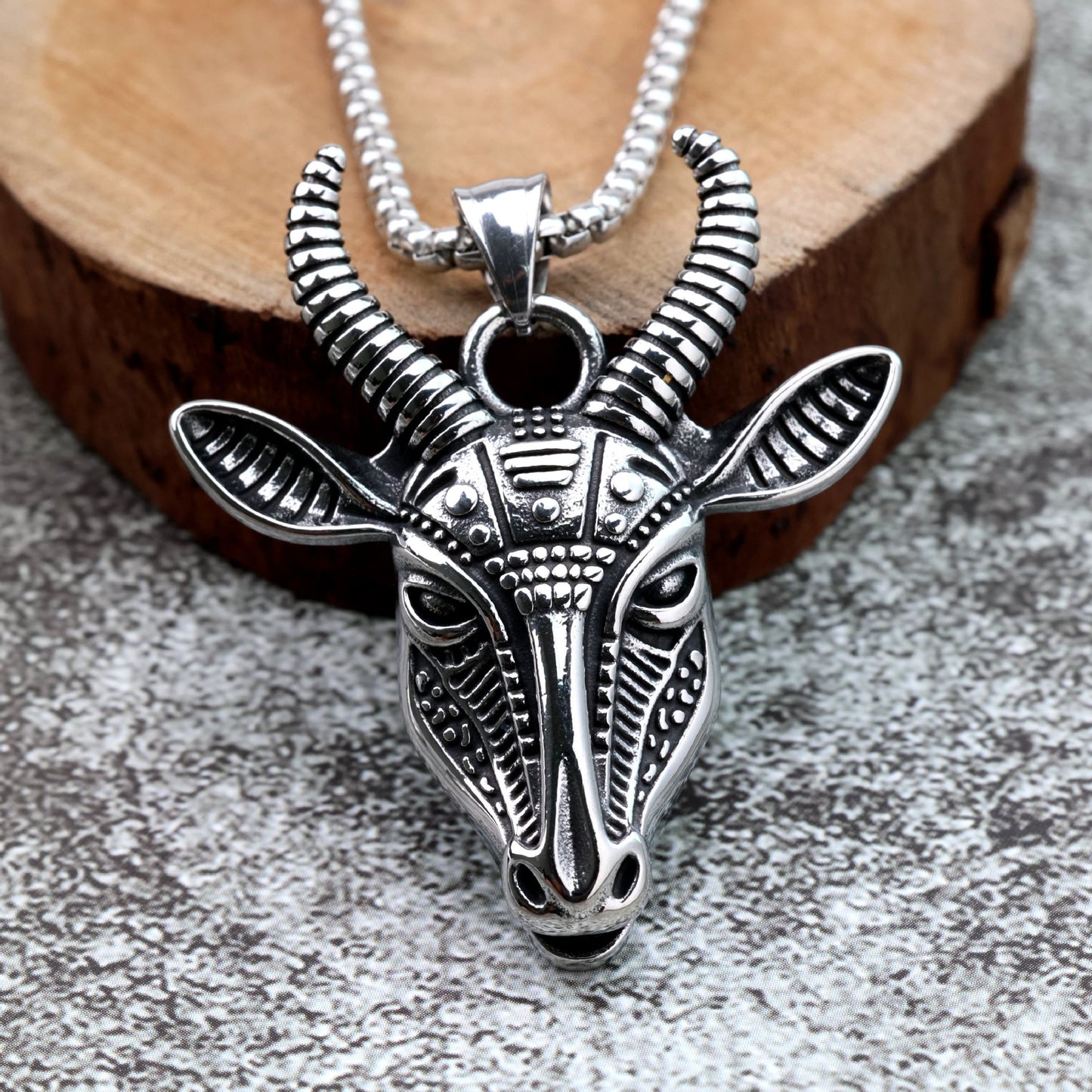 Planderful Nordic Ram Head Pendant Stainless Steel For Men Single Sided Norse Legacy Bold Jewelry Gift