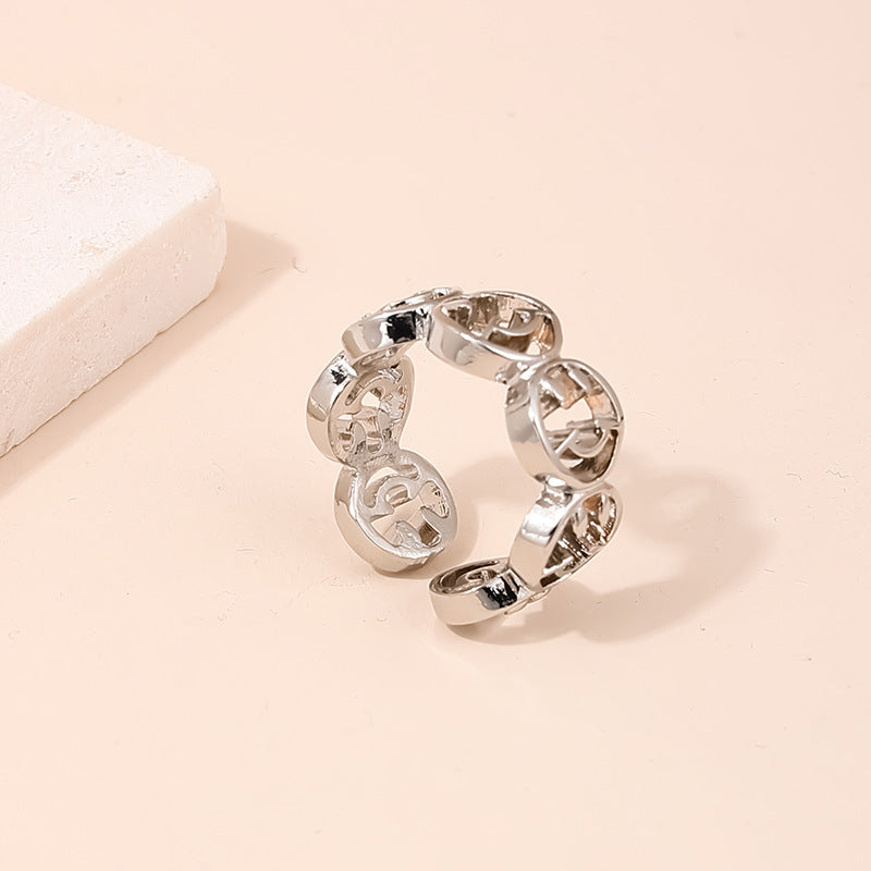 Chic Smiling Faces Ring Set - Retro European & American Style