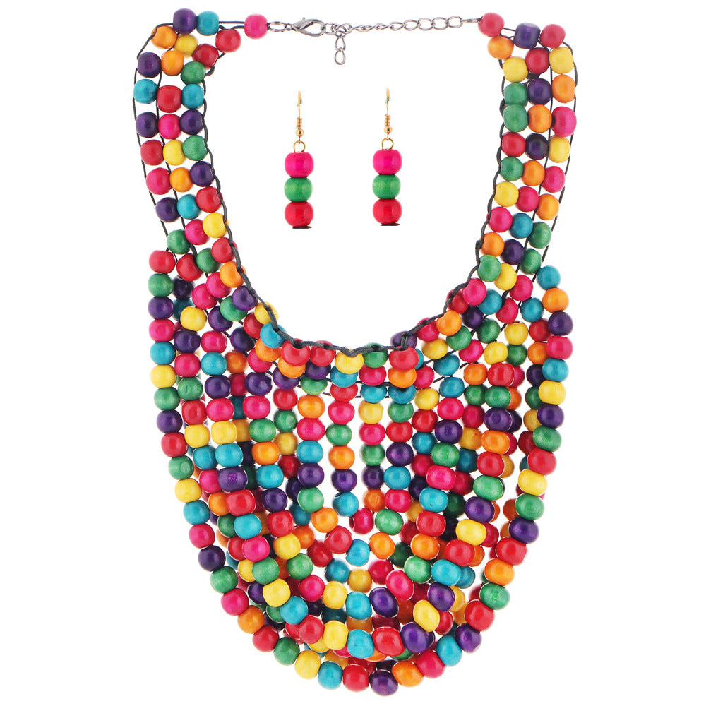 Planderful Savanna Rhythms Necklace Set – Exaggerated Multi-Layer Ethnic Style