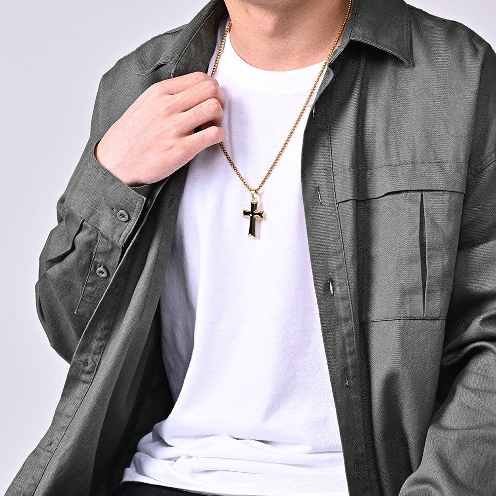 Planderful Everyday Genie Cross Necklace Stainless Steel Unisex Minimal Pendant Gift