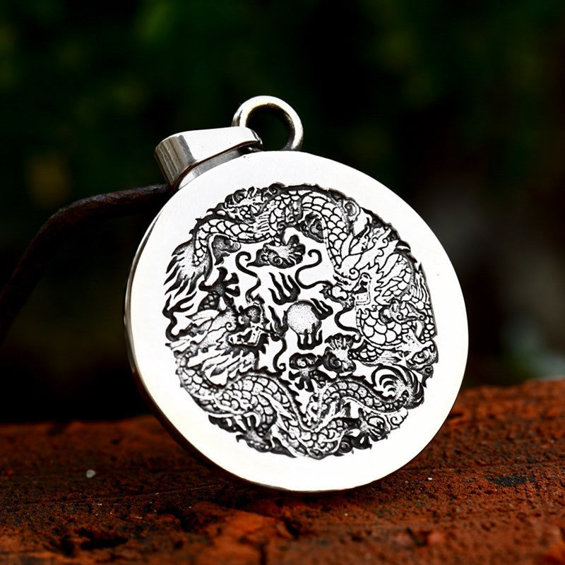 Retro Titanium Steel Dragon Pendant for Men - Wholesale Stainless Steel Chinese Dragon Jewelry
