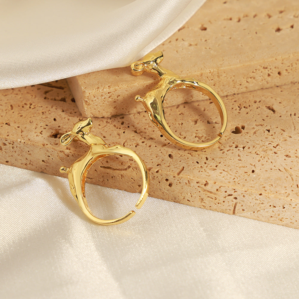 Copper Deer Open Ring - Stylish Medieval-inspired Jewelry for Women