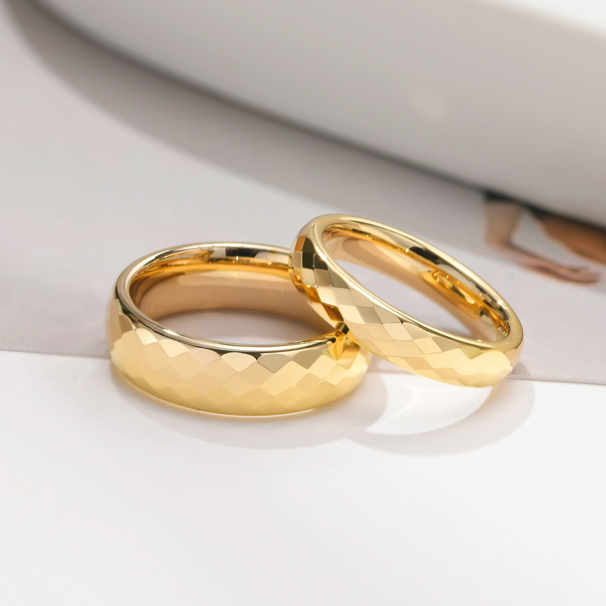 Arrivals Tungsten Steel Ring Batch Flower Cut Polygon Couple Tungsten Steel Ring – Ring –