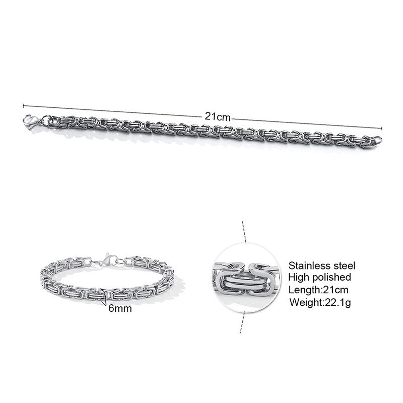 Square Byzantine Gold Foreign Stainless Steel Bracelet for Men