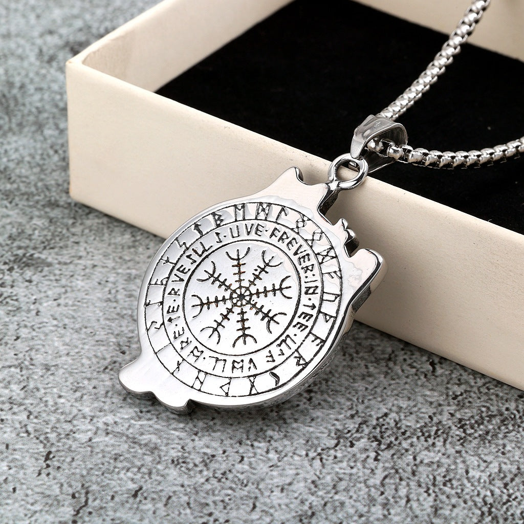Vintage Viking Wolf Stainless Steel Men's Pendant Necklace