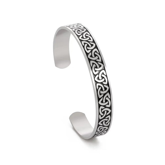 Planderful Celtic Knot Bracelet Solid Stainless Steel Open C Type Unisex For Men And Women Timeless Gift