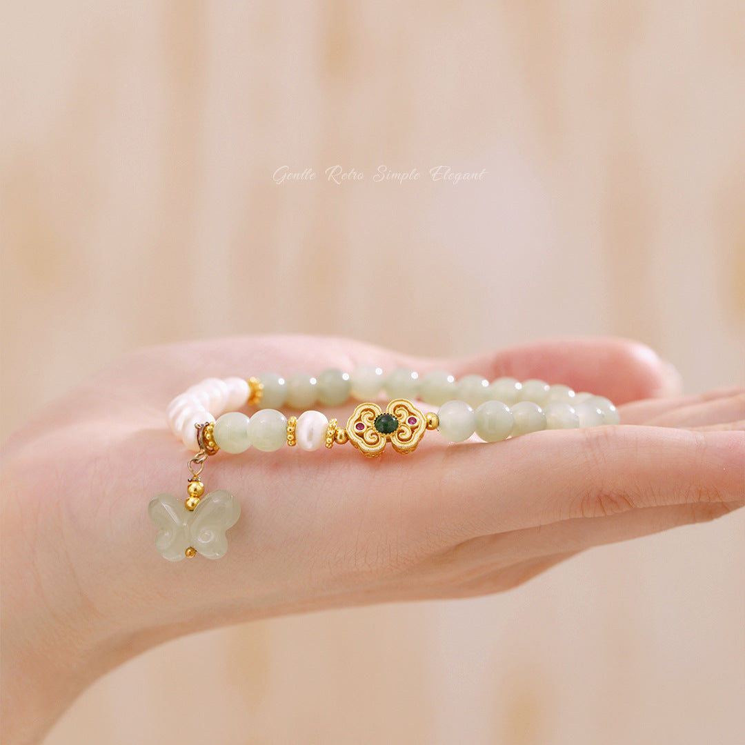 Butterfly Hetian 925 Sterling Silver Women's Bracelet
