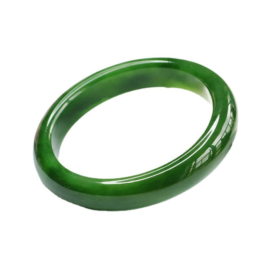 Spinach-Green Hetian Jasper Bangle