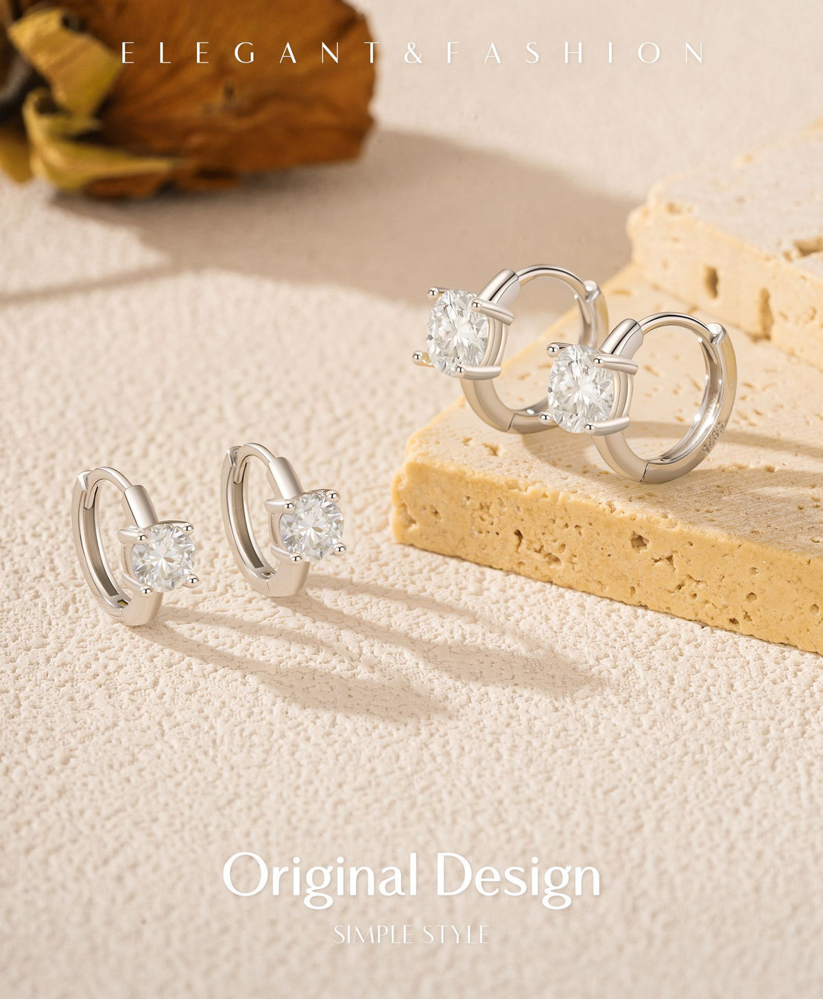 925 Sterling Silver Petite Moissanite Huggie Hoops