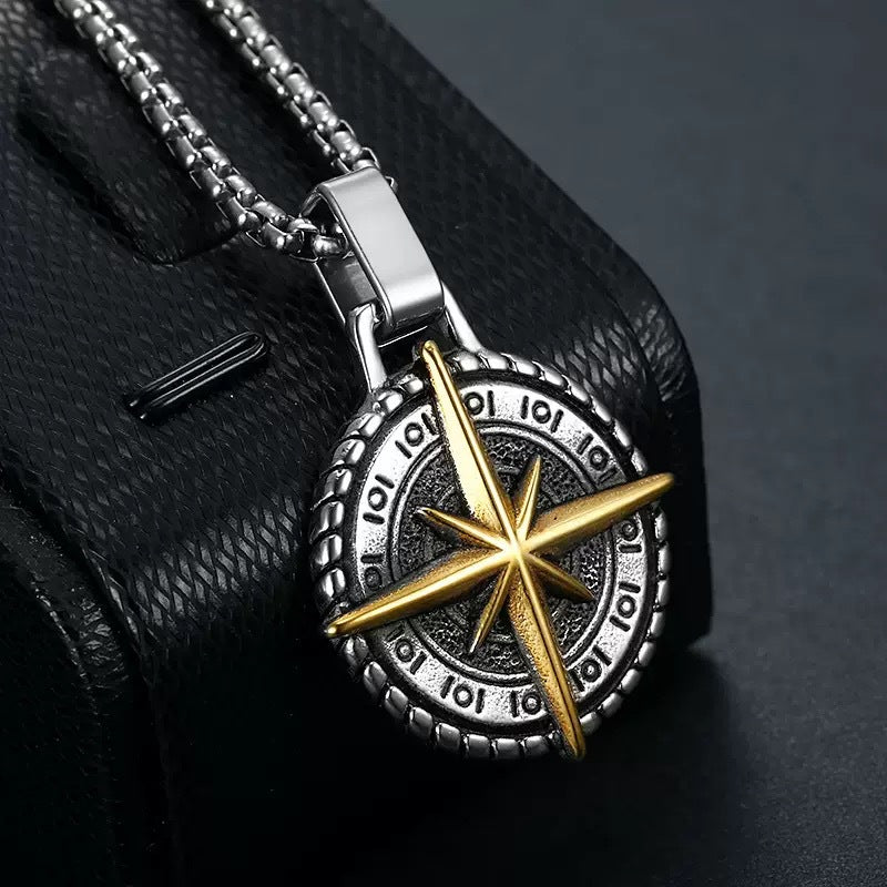 Planderful Navigator Compass Necklace For Men Stainless Steel Retro Pendant For Everyday Adventure