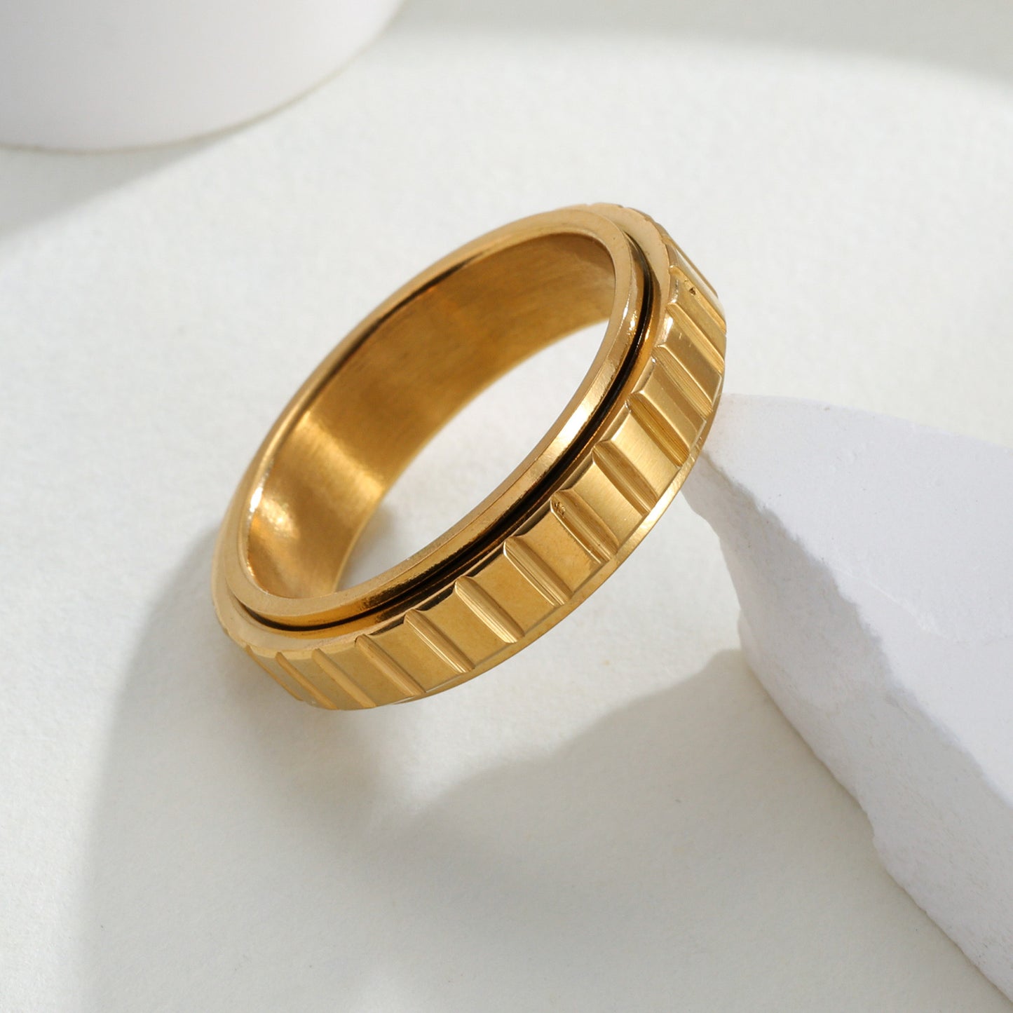 Planderful Everyday Genie Rotatable Decompression Gear Ring Stainless Steel Unisex Mens Jewelry