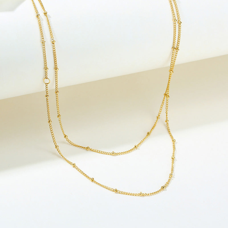 Stainless Steel Bead Chain Necklace Gold Women's 2MM Chain