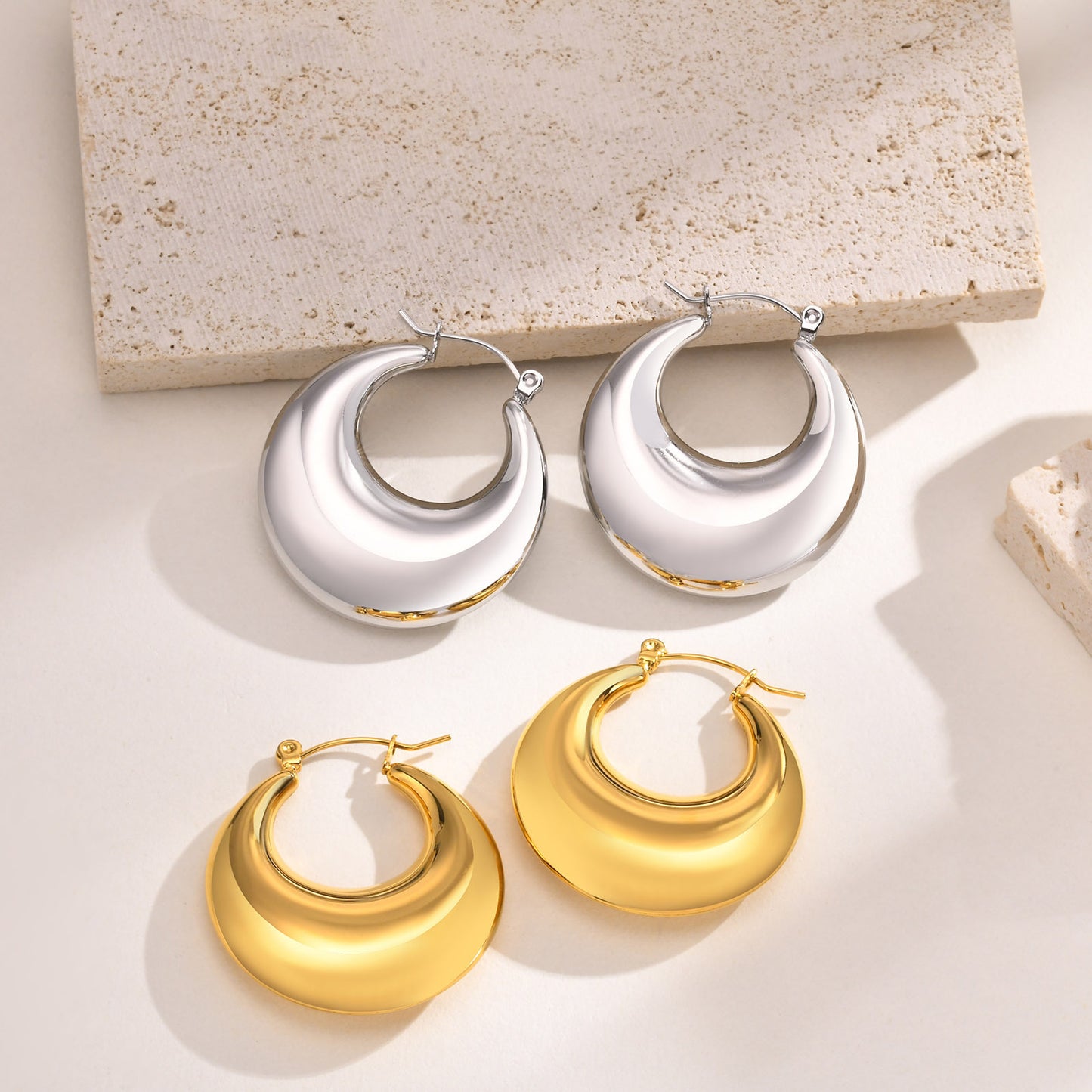 Fashion Trend Jewelry Hollow Earrings Titanium Steel 18K Gold