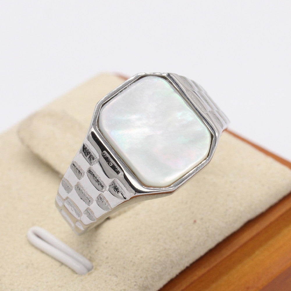 Titanium Steel Ring Unisex Minimalist Square Shell Design For Men And Women Planderful Everyday Genie