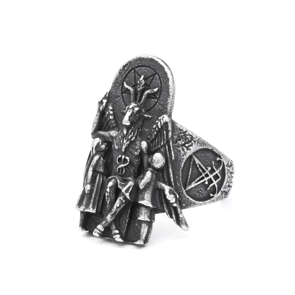 Planderful Stainless Steel Ring For Men Warrior Anubis Skull Punk Style Bold Durable