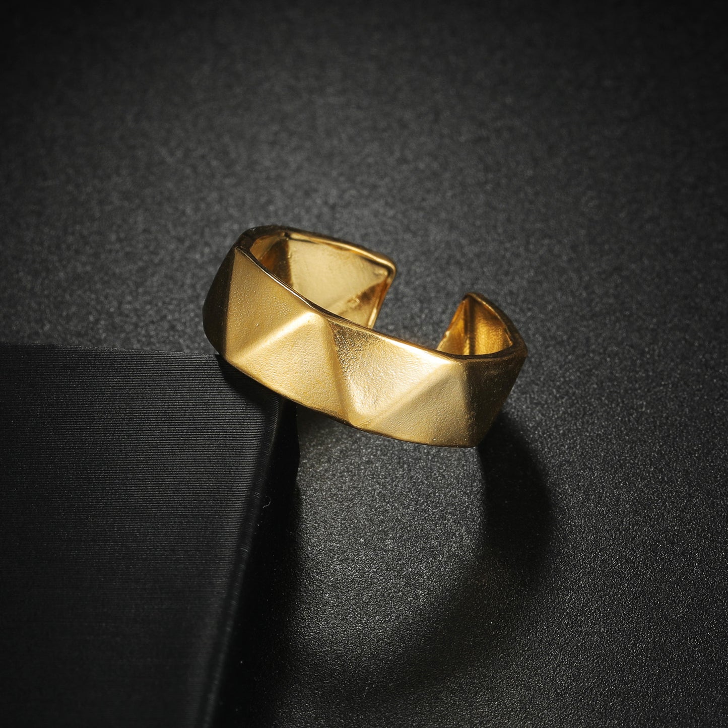 Planderful Everyday Genie Unisex Open Adjustable Stainless Steel Ring Geometric Multifaceted Statement