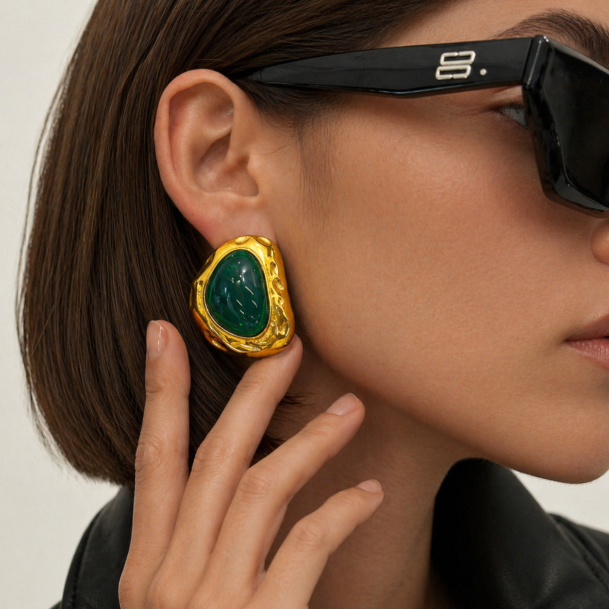 Stainless Steel Stone Earrings For Women Vienna Verve Planderful Retro Hammered Statement Street Style