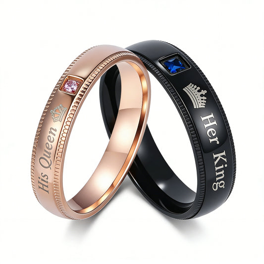 Planderful Titanium Steel Couple Ring For Kings And Queens Fade Resistant High End Wedding Band