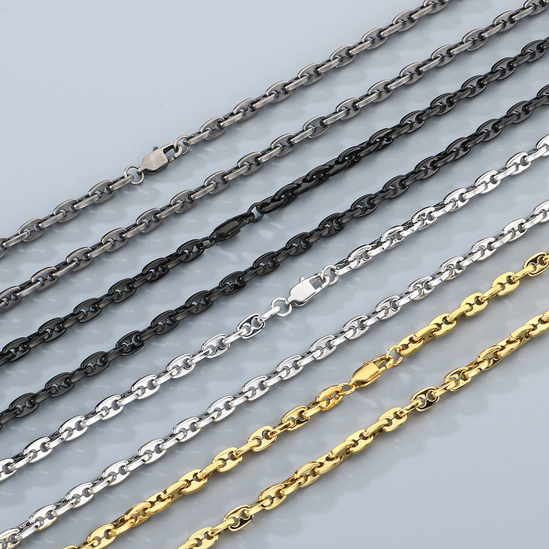 Glossy Titanium Steel Necklace and Bracelet Set for Men