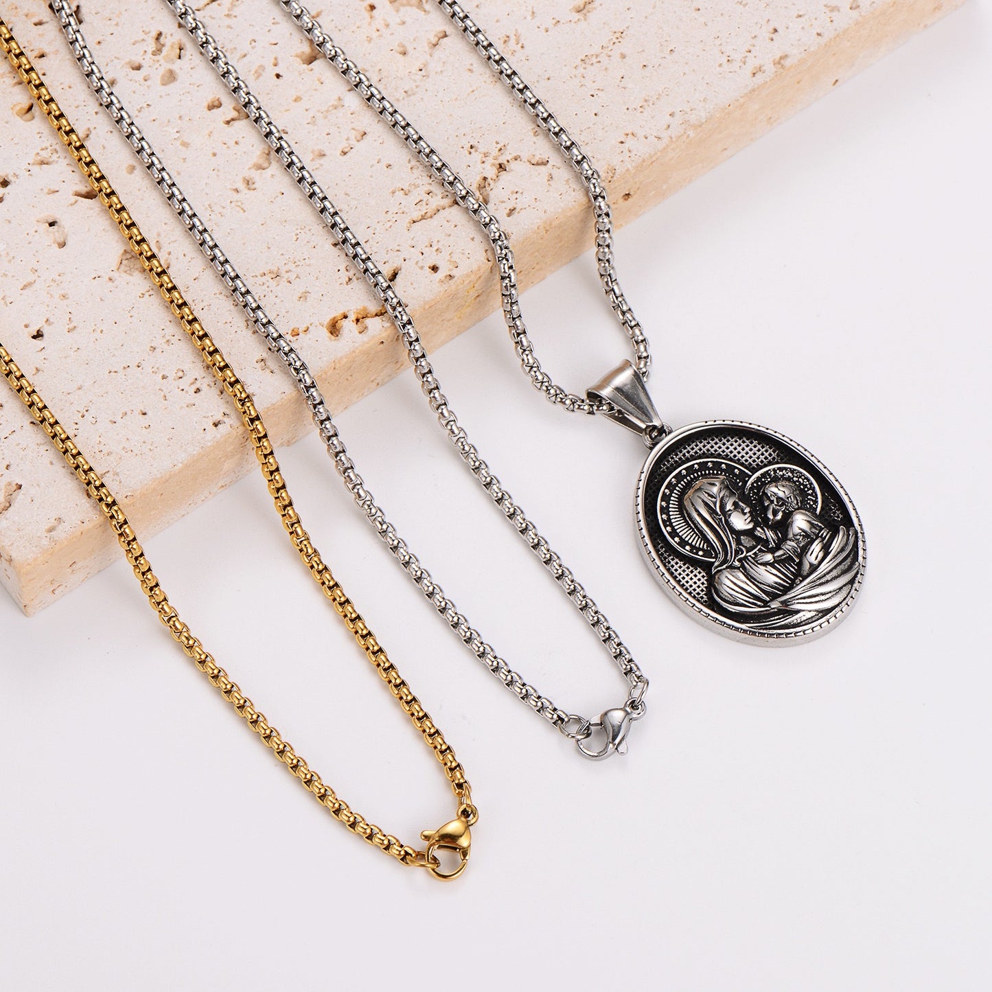 1. Pvanderful Virgin Mary Pendant Necklace Titanium Steel For Women European Retro Style Jewelry Gift