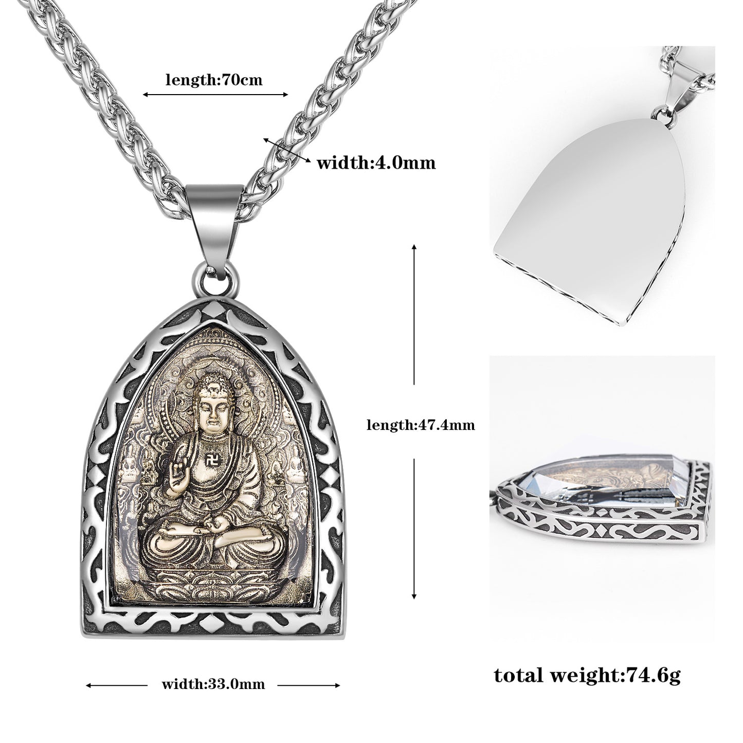 Steel Necklace – Elegant Zodiac Buddha Pendant