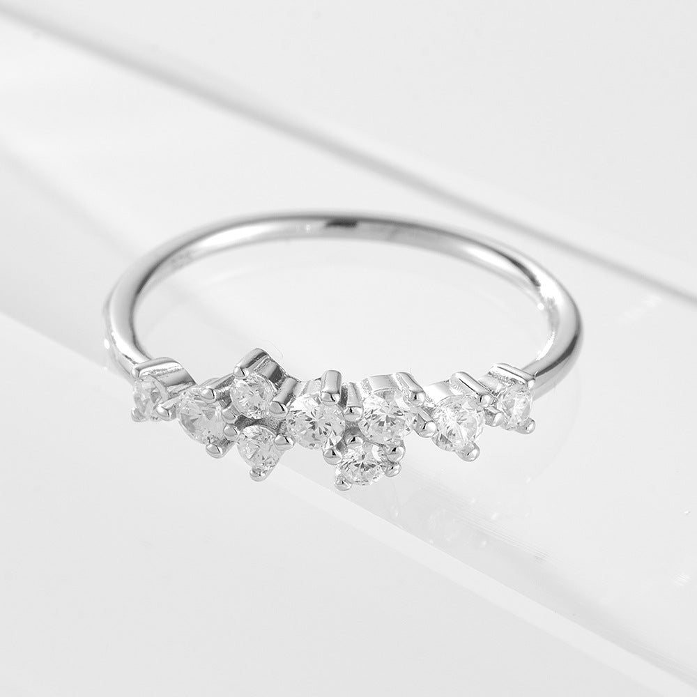 Japanese Multi-Color Zircon Sterling Silver Ring Small Fresh And Ring