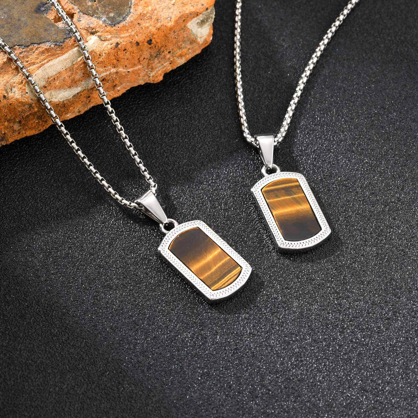 Planderful Stainless Steel Hip Hop Tiger Eye Pendant Men