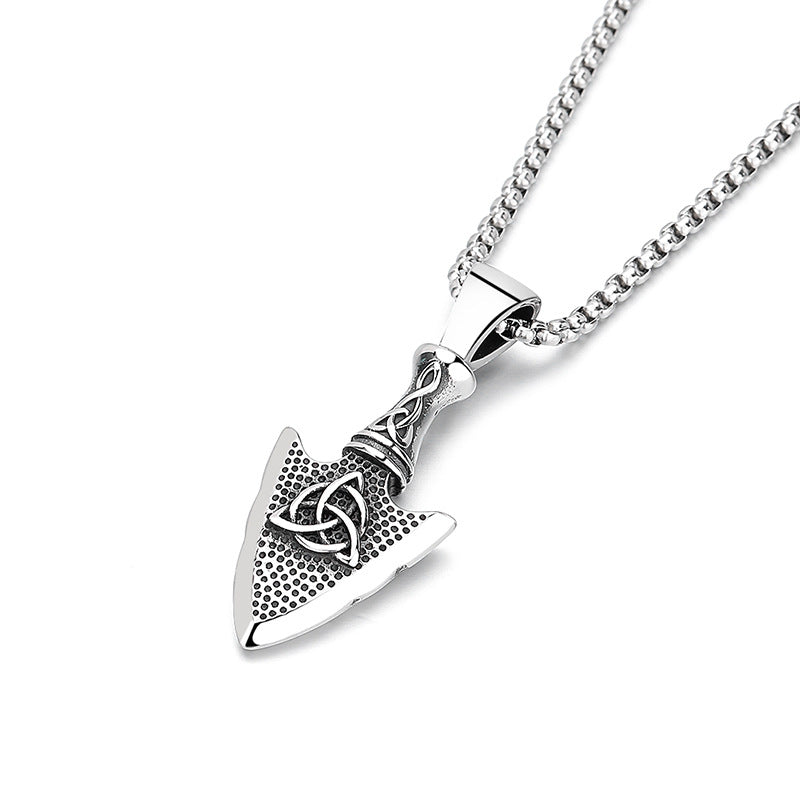 Steel Necklace – Elegant Celtic Knot Arrow Pendant For Men By Planderful Everyday Genie Collection