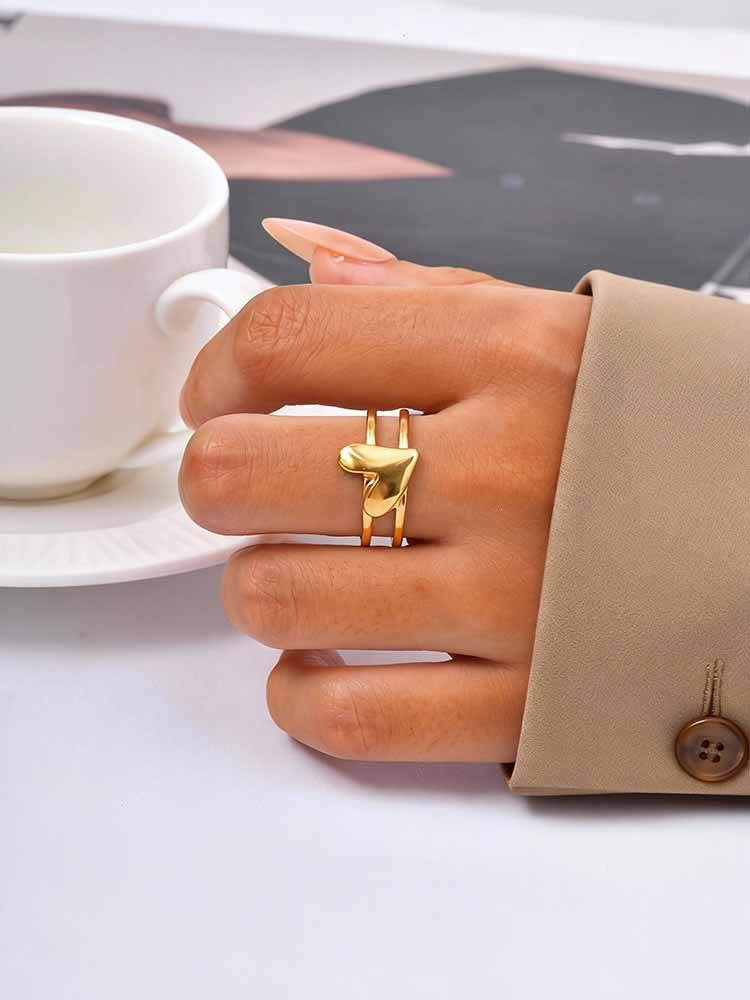Love Ring Valentine's Day Wear Love Design Stainless Steel Heart Shape