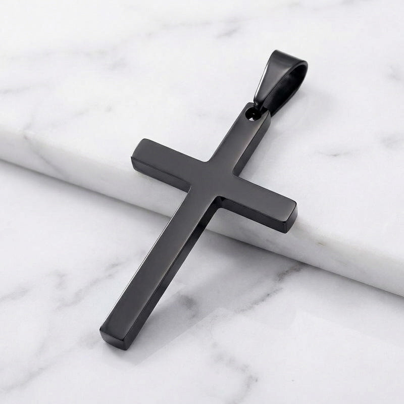 Japanese And Korean Pendant, And Smooth Cross Stainless Steel Men's And Women's Jewelry Necklace