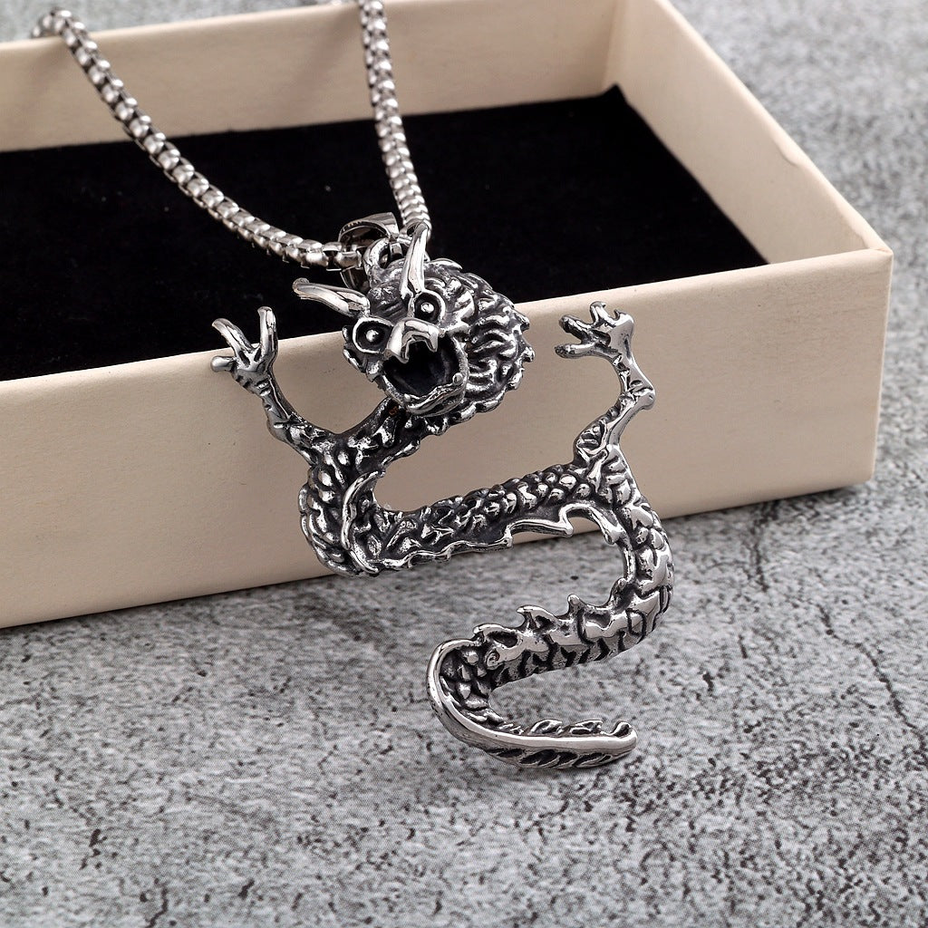 Vintage Dragon Stainless Steel Men's Pendant Necklace