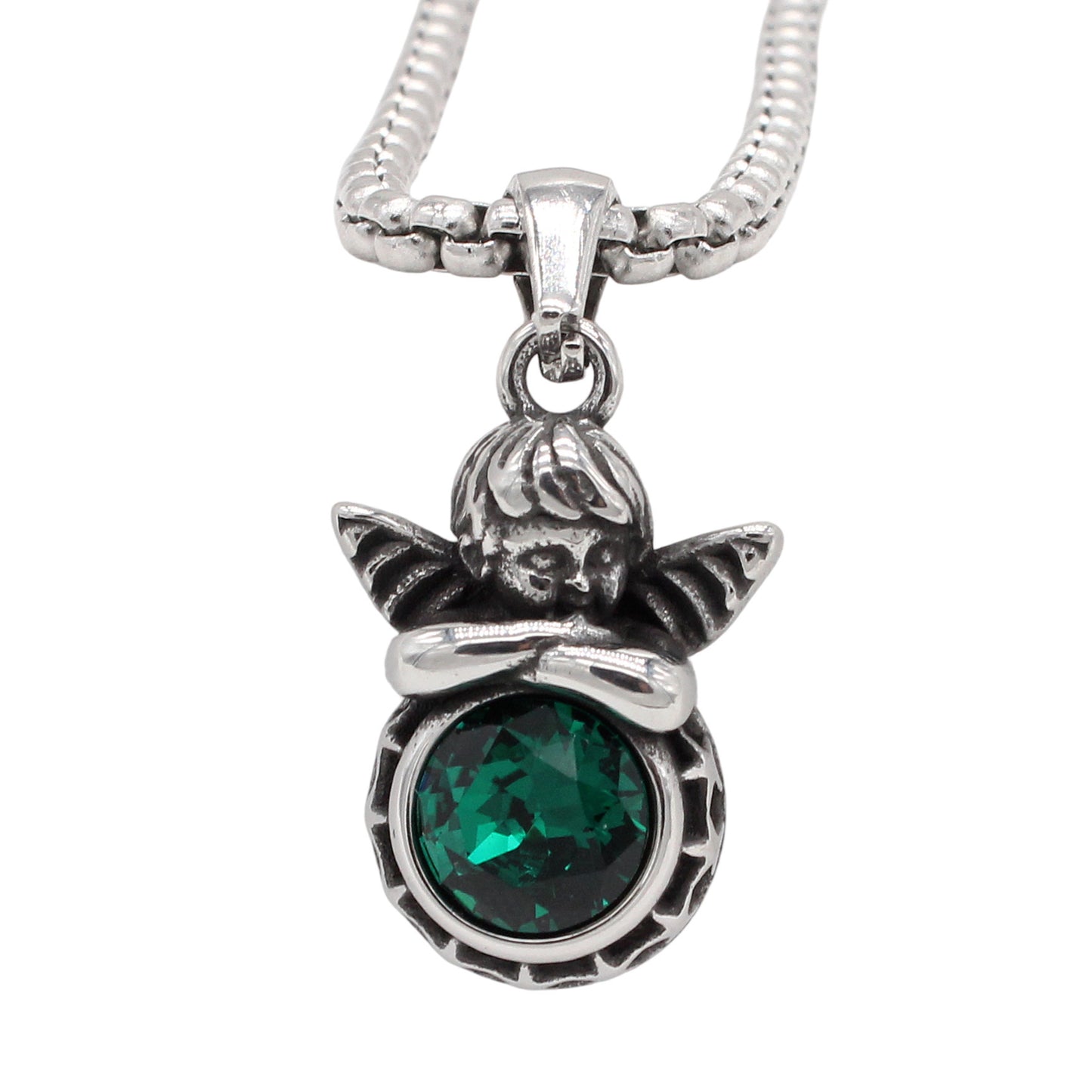 Planderful Everyday Genie – European and American Retro Little Angel Eros Titanium Steel Pendant Necklace for Men