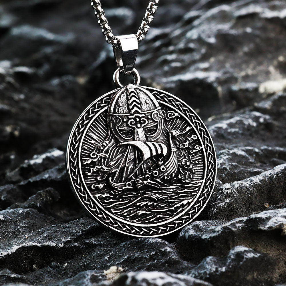 Nordic Men's Jewelry Viking Stainless Steel Odin Pendant