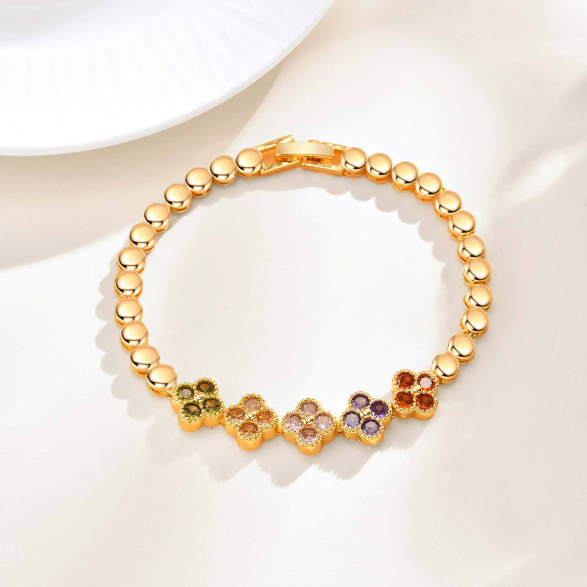 Heart Flower Rose Zircon Copper Bracelet