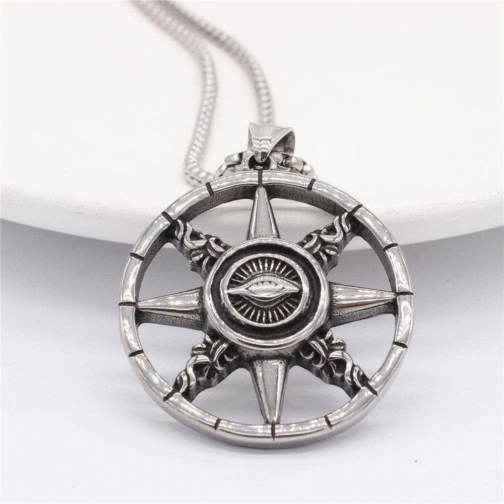 Planderful Titanium Steel Eye Pendant Unisex Durable Retro Protection Symbol Jewelry For Men And Women