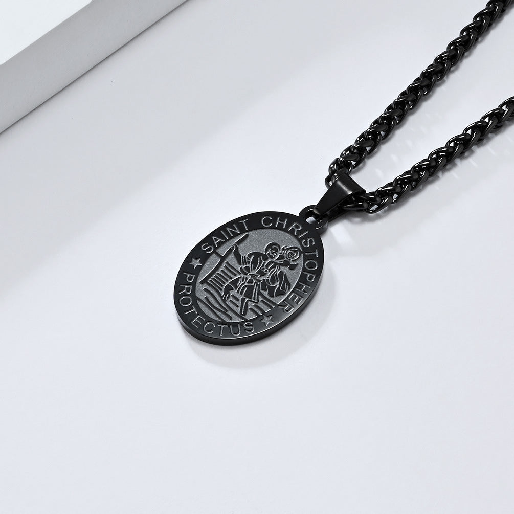 Patron Saint Necklace For Men Durable Titanium Steel Planderful Versatile Cultural Pendant