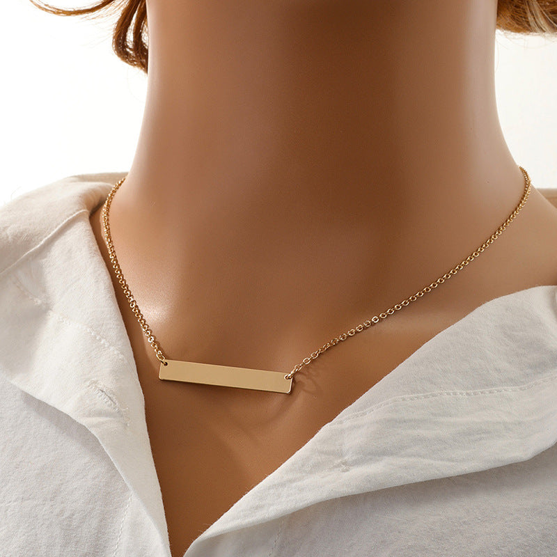 Chic Square Geometric Pendant Necklace with Metal Chain - Vienna Verve Collection