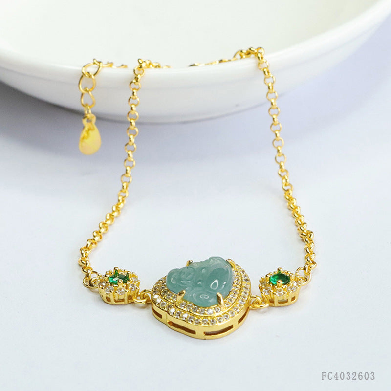 Blue Water Jadeite Buddha Bracelet
