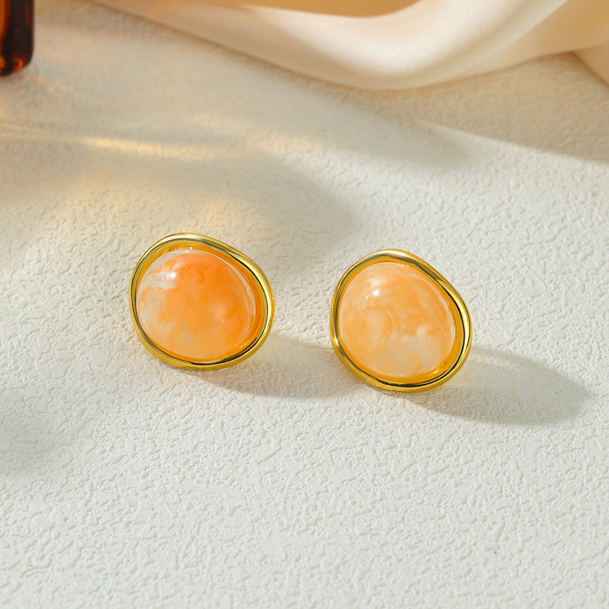 Planderful Mirror-Finish Stainless Steel Earrings Amber Gradient Geometric Statement For Fashion Forward Women
