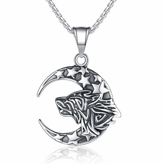 Steel Necklace – Vintage Wolf Head Pendant