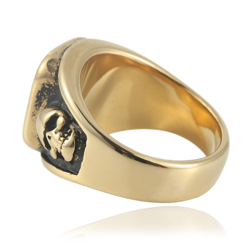 Planderful Titanium Steel Ring Multi Colored Stone Unisex Bold Statement For Men