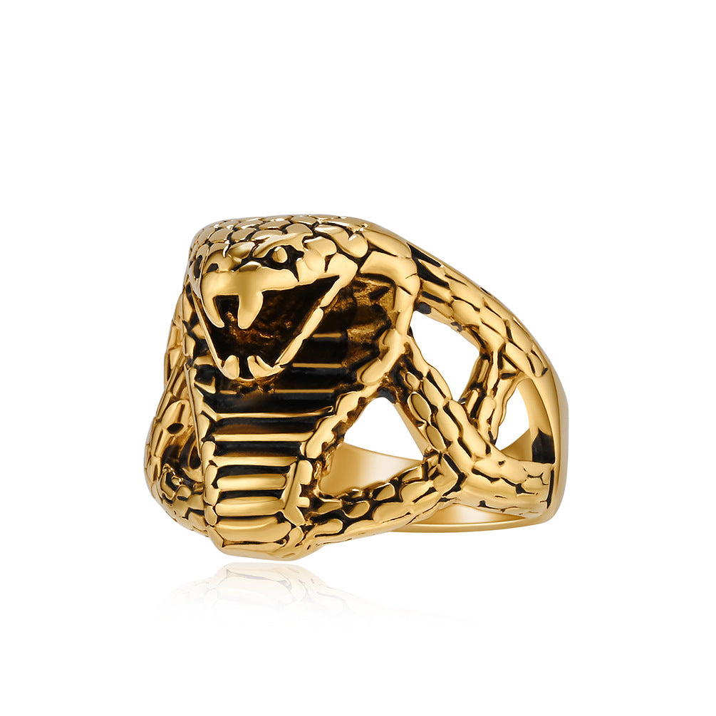 Planderful Titanium Steel Cobra Ring For Men Bold Hip Hop Style Hand Jewelry Vintage Vibe