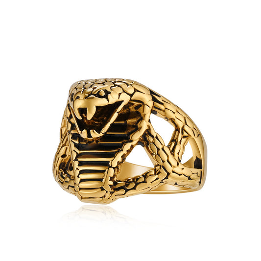 Planderful Titanium Steel Cobra Ring For Men Bold Hip Hop Style Hand Jewelry Vintage Vibe