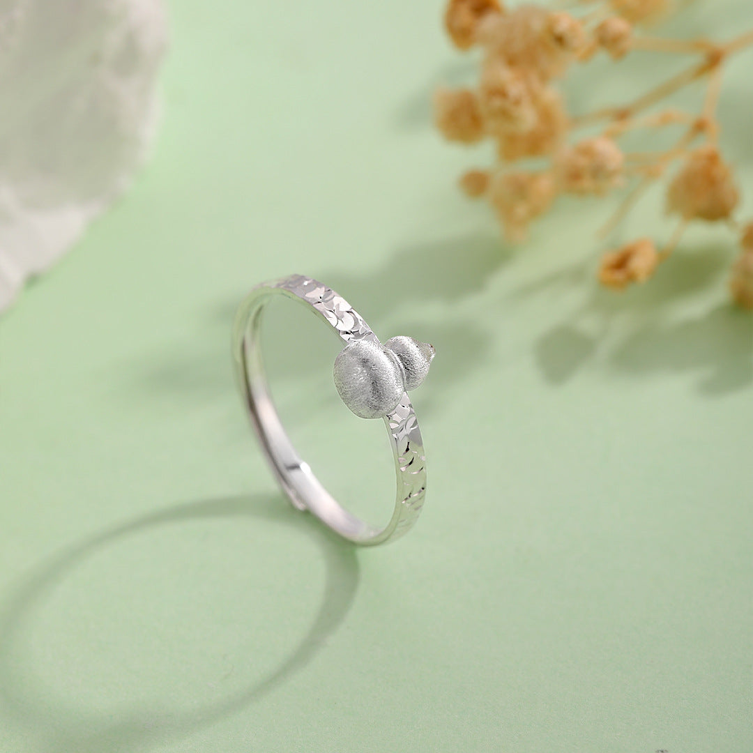 Planderful Sterling Silver Crushed Ice Gourd Ring For Women Light Luxury National Style High End Jewelry