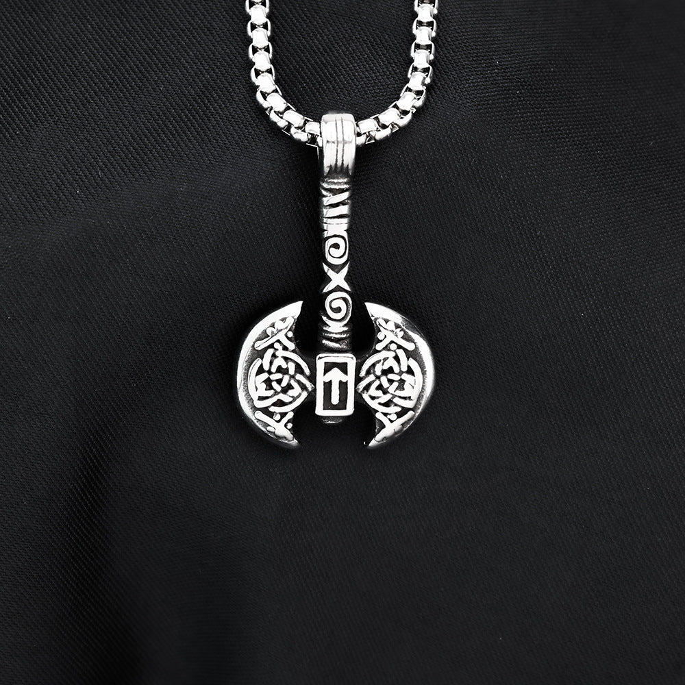 Planderful Viking Axe Necklace Amulet For Men Retro Durable Titanium Steel Pendant Norse Legacy
