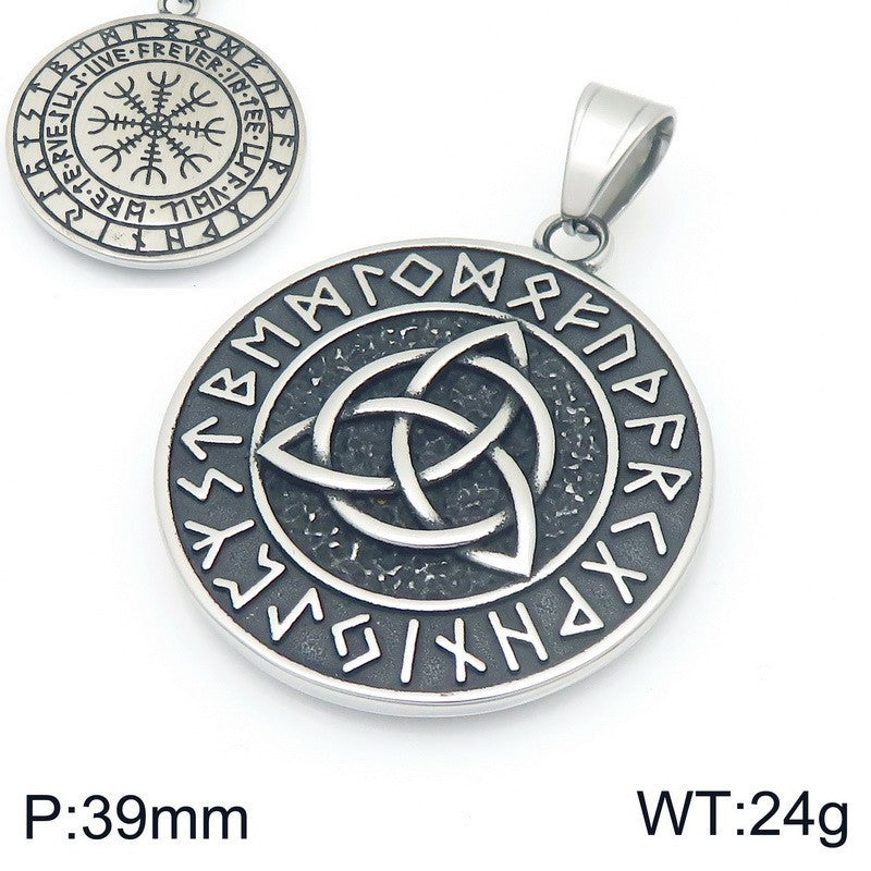 Planderful Men Double Sided Nordic Rune Pendant Titanium