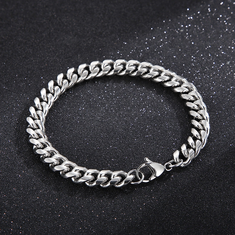 Cool Men's Titanium Steel Does Not Fade Lobster Buckle Bracelet Girls Niche Bracelet A