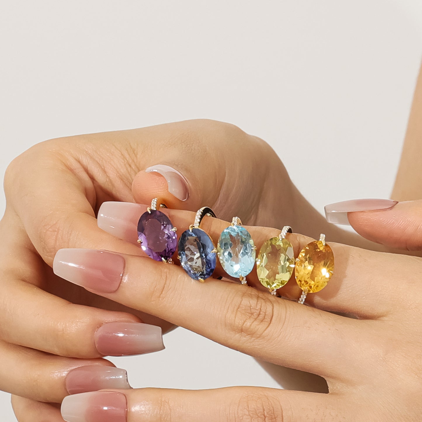 Ins Wind Candy Color Ring Large Carat S925 Silver Topaz Ring