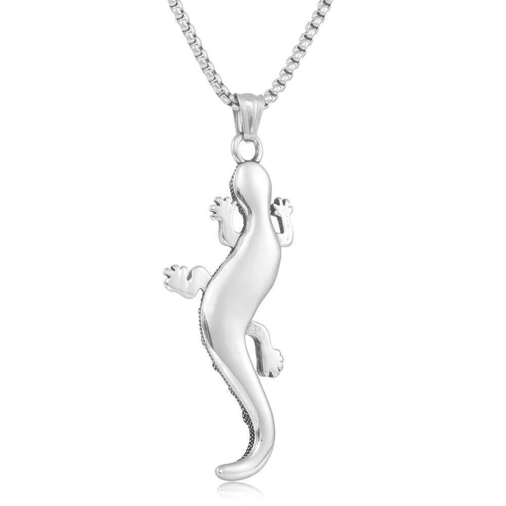 European And American Stainless Steel Gecko Pendant Necklace