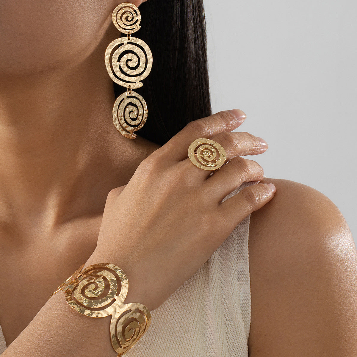 Planderful Exaggerated Sunflower Metal Jewelry Set Women